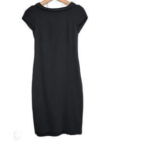 Boden LBD Black Sheath Midi Dress‎ Lined Cap Sleeve Cotton Modal Blend Size 4